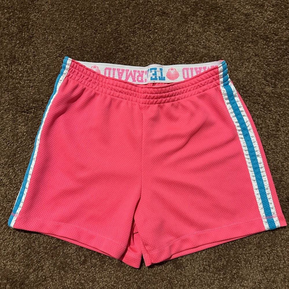 Faded Glory Pink Kids Shorts with Blue Stripes